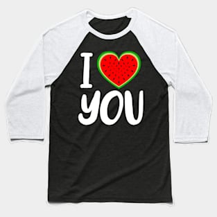 I Love Watermelon Melon Summer Vacation Seasonal Fruit Baseball T-Shirt